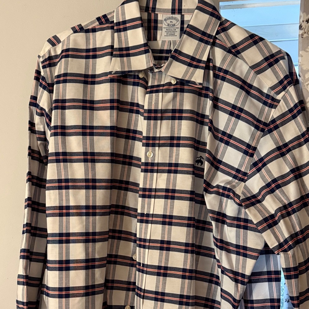 Brooks Brothers Navy and White Plaid Shirt